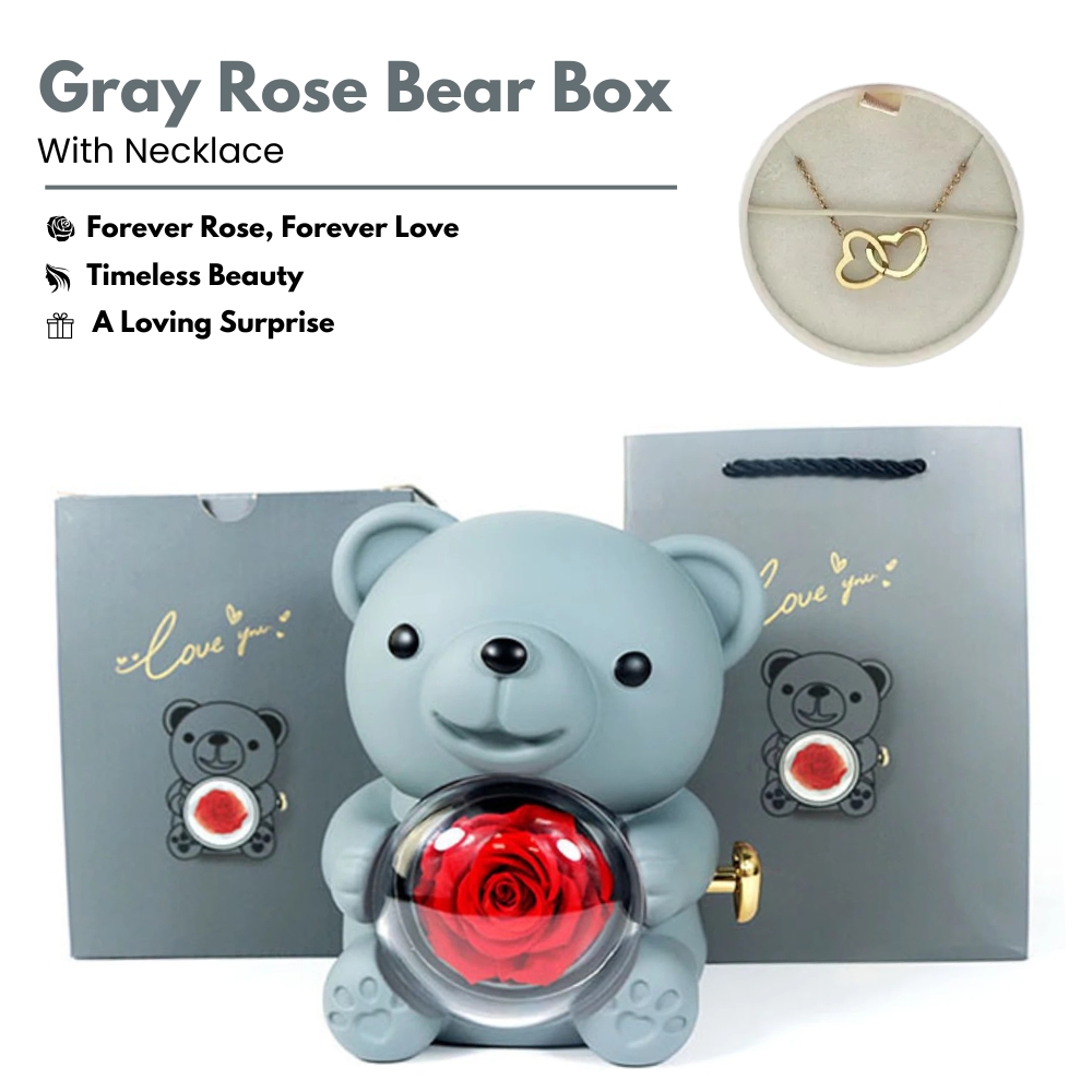 LovelyBear™ | Eeuwige Roos Beertje Cadeauverpakking met Halsketting