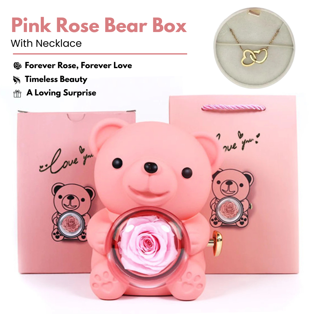 LovelyBear™ | Eeuwige Roos Beertje Cadeauverpakking met Halsketting