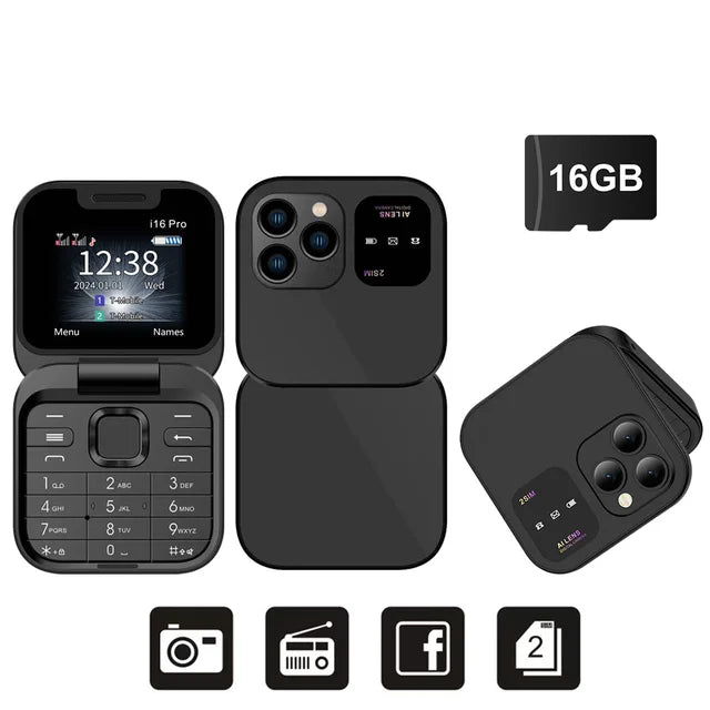 2024 Dual SIM Flip Kleine opvouwbare display mobiele telefoon