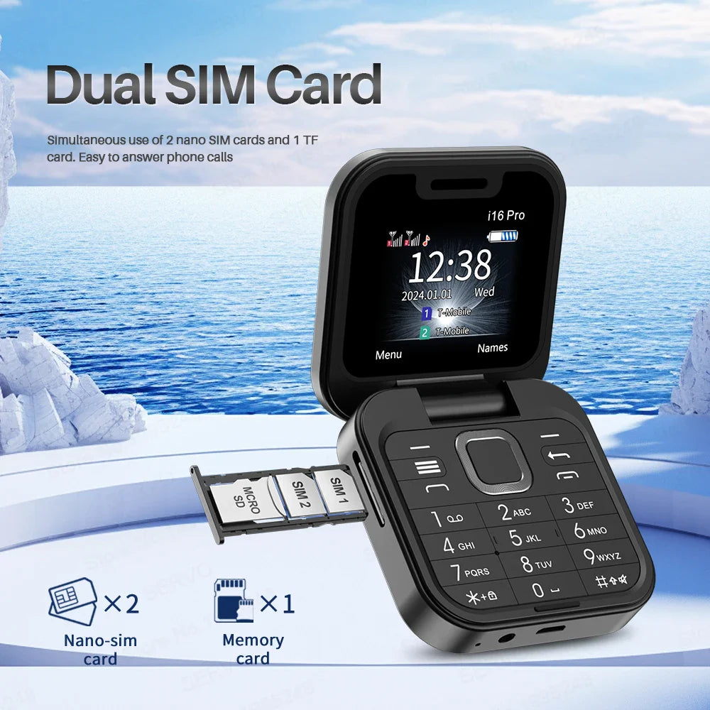 2024 Dual SIM Flip Kleine opvouwbare display mobiele telefoon